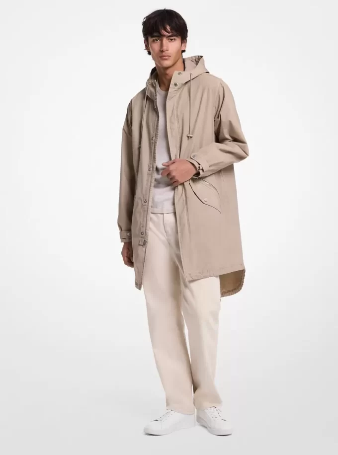 Anorak aus stückgefärbtem Stretch-Baumwollpopeline