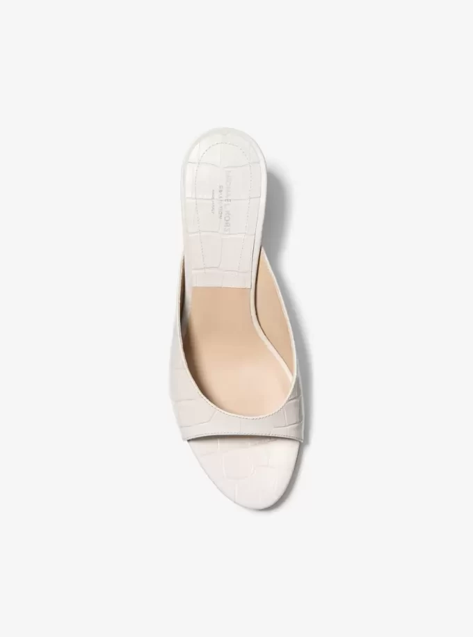 Arianna Pantolette aus Leder mit Krokodilprägung