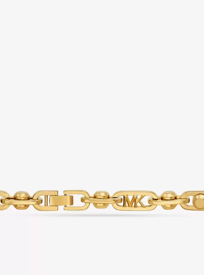 Astor Link Große Halskette aus edelmetallplattiertem Messing