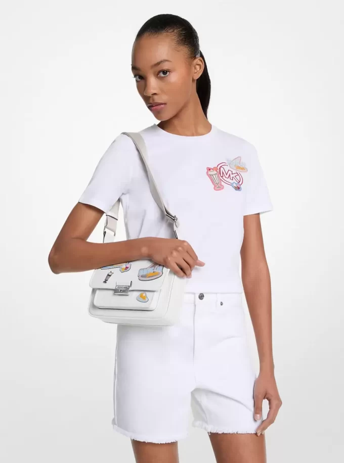 Baumwoll-T-Shirt mit Logoverzierung