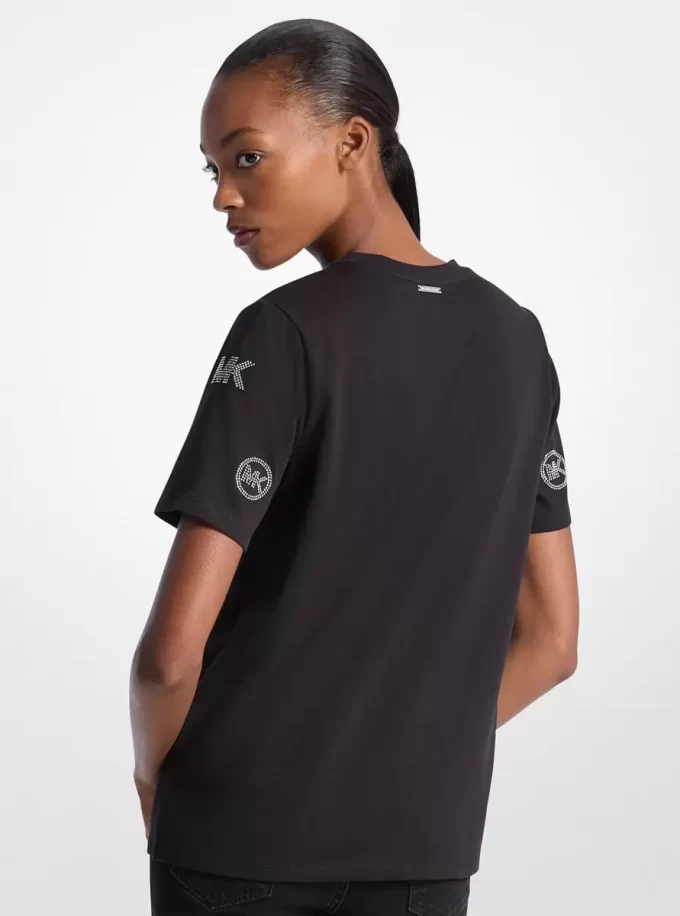 Baumwoll-T-Shirt mit Logoverzierung