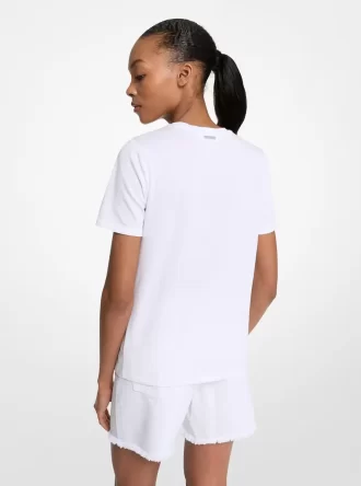 Baumwoll-T-Shirt mit Logoverzierung