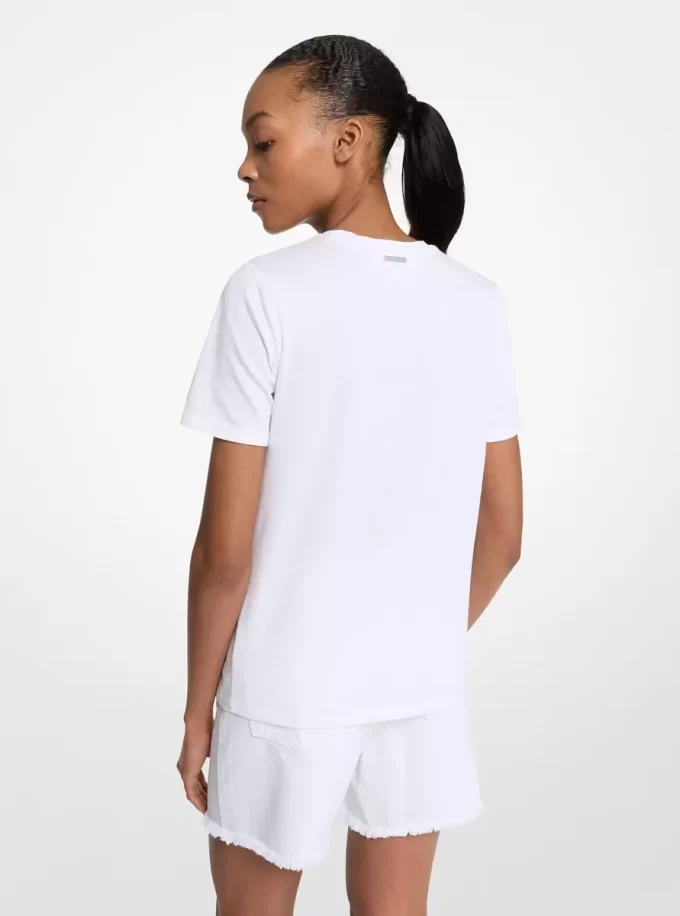 Baumwoll-T-Shirt mit Logoverzierung