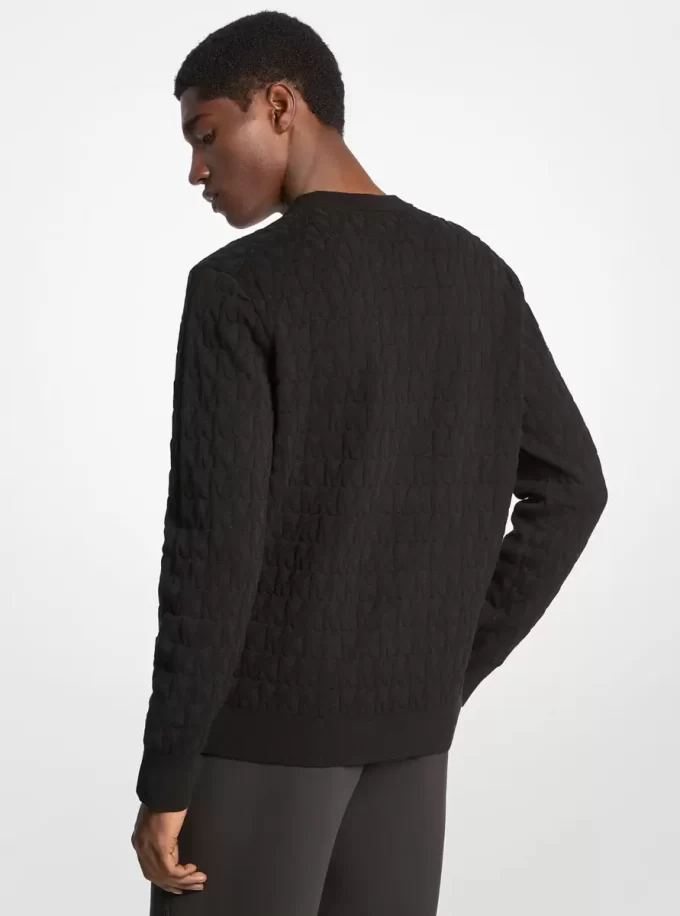 Baumwollpullover mit Logo-Jacquardmuster