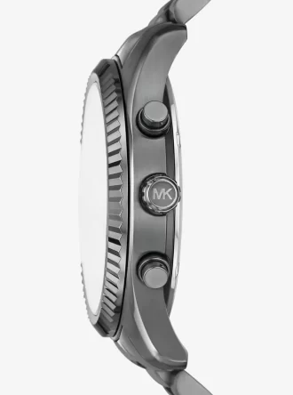 Übergroßes Lexington-Uhren- und Armband-Geschenkset in Gunmetal-Optik