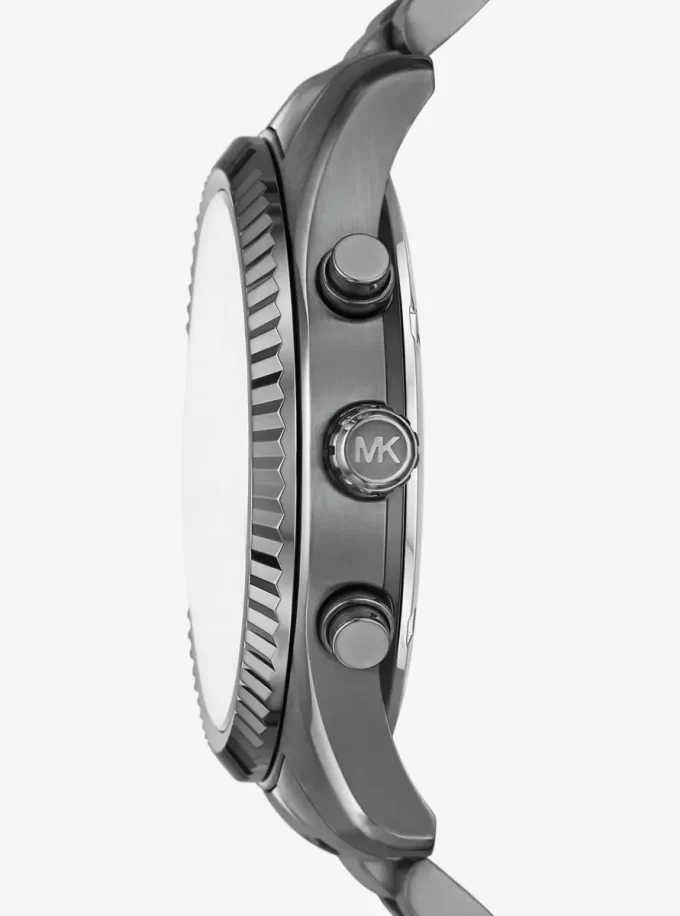 Übergroßes Lexington-Uhren- und Armband-Geschenkset in Gunmetal-Optik