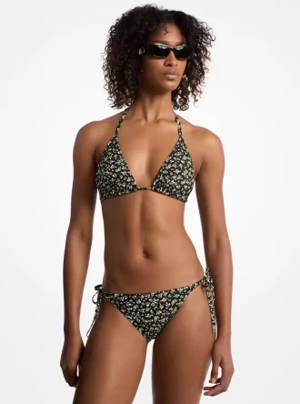 Bikini-Oberteil aus Stretch-Nylon mit Blumenmuster