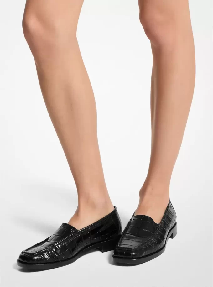 Carolyn Loafer aus Leder mit Krokodilprägung