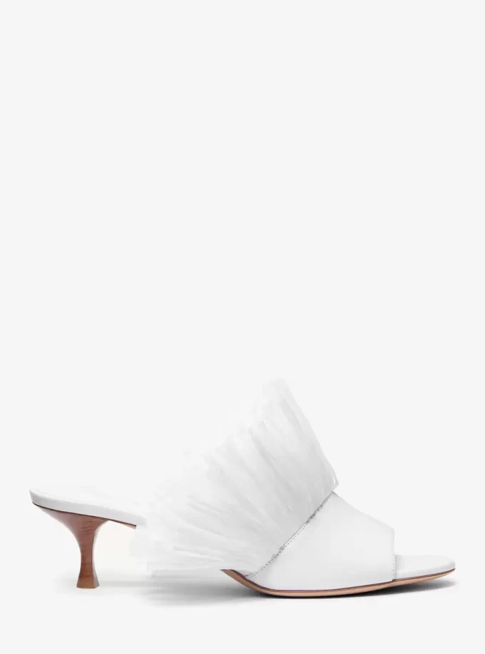 Catarina Leder- und Fransen-Pantolette