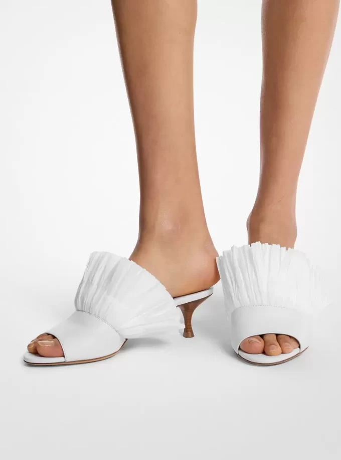 Catarina Leder- und Fransen-Pantolette