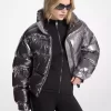 Ciré-Pufferjacke aus Metallic-Nylon
