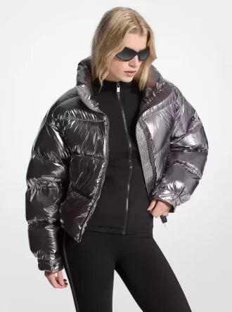Ciré-Pufferjacke aus Metallic-Nylon