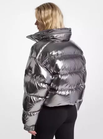 Ciré-Pufferjacke aus Metallic-Nylon