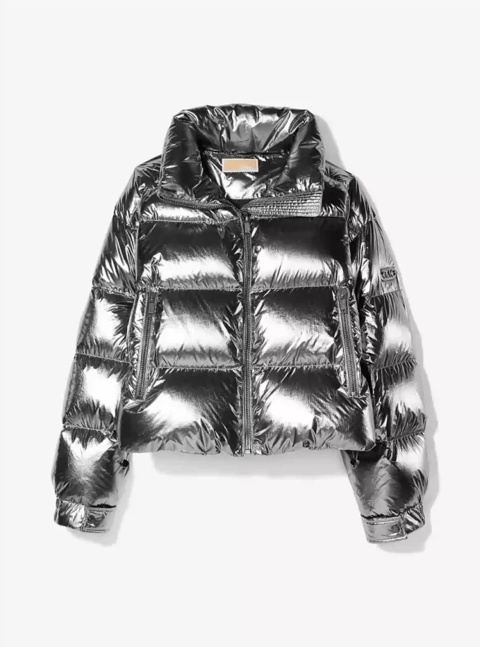 Ciré-Pufferjacke aus Metallic-Nylon
