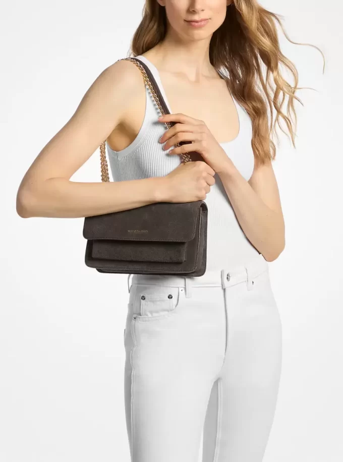 Claire Große Wildleder-Schultertasche