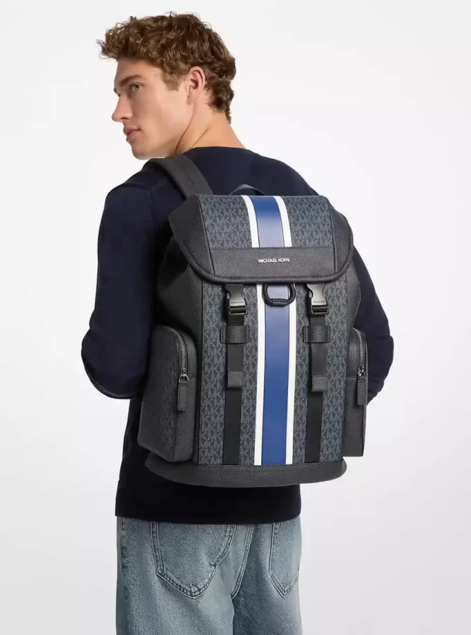 Cooper Medium Striped Signature Logo City Backpack Cooper Medium Striped Signature Logo City Backpack