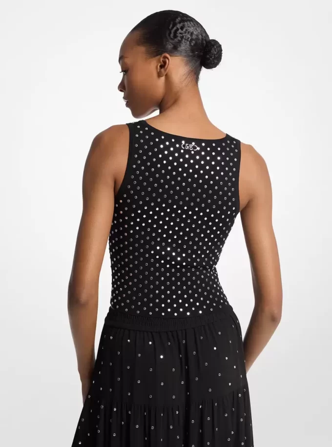 Cropped Tanktop aus Stretch-Viskose mit Nieten