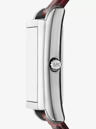 Essex Uhr aus silberfarbenem Leder mit Krokodilprägung