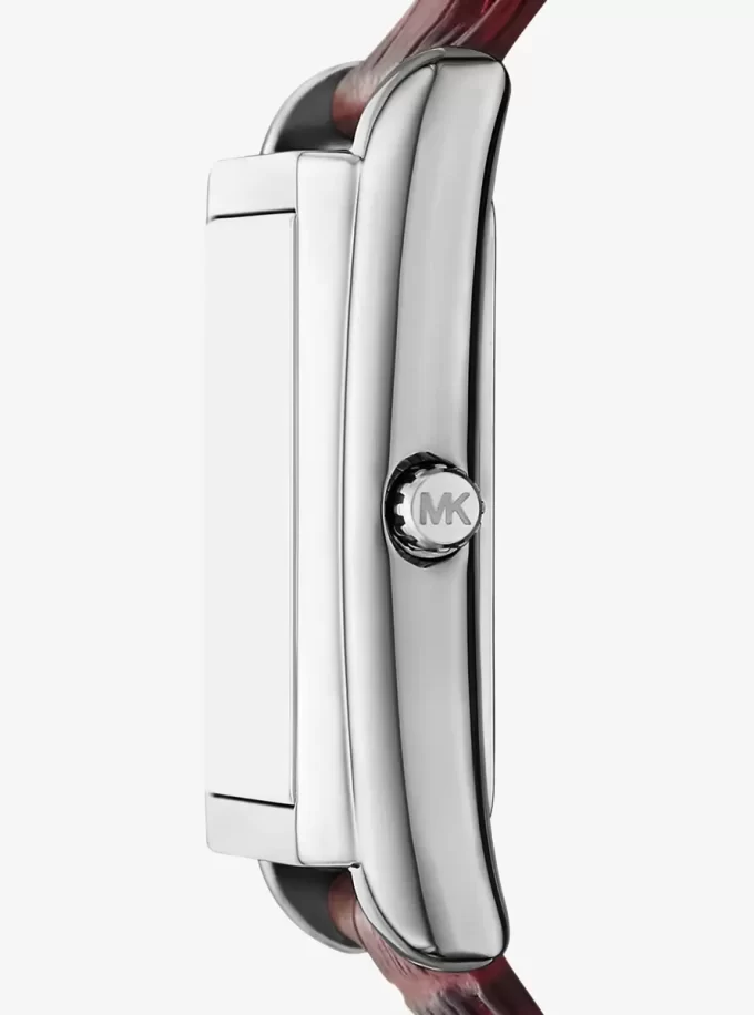 Essex Uhr aus silberfarbenem Leder mit Krokodilprägung