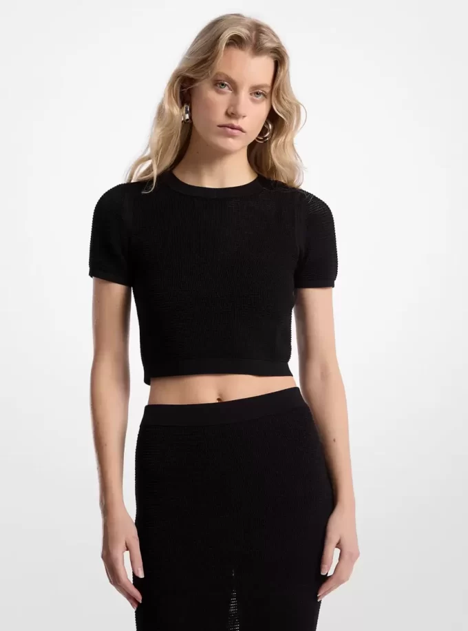 Gehäkeltes, mehrlagiges Oberteil aus Viskosemischung