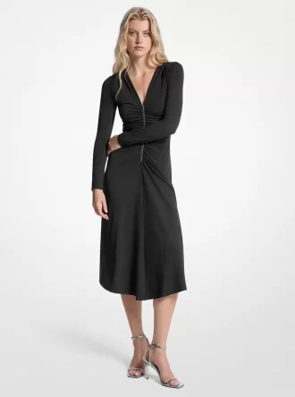 Gerafftes Stretch-Matt-Jersey-Kleid