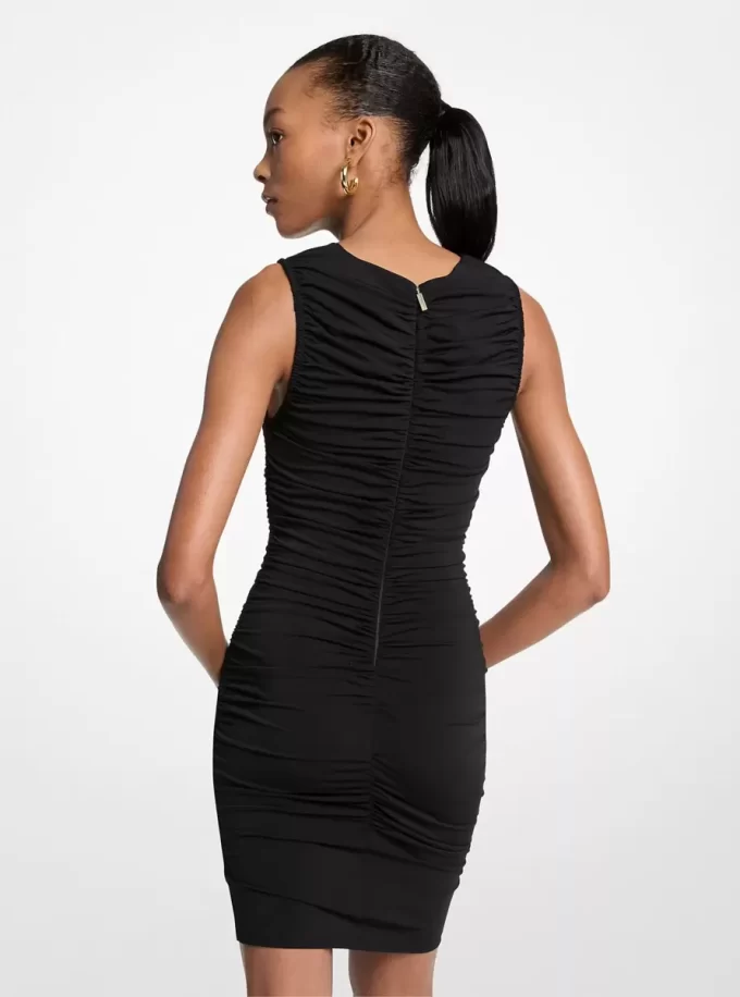 Gerafftes Stretch-Minikleid aus mattem Jersey