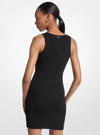 Geripptes Tankkleid aus Viskosemischung