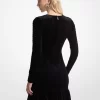 Gerüschtes Stretch-Samtkleid