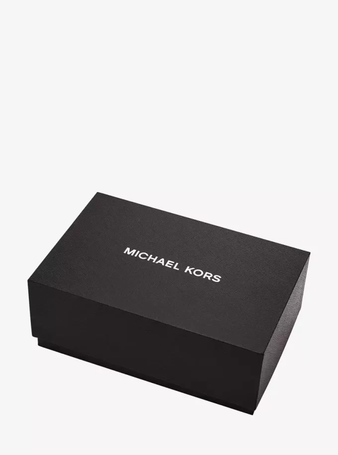 Geschenkset: Übergroße Lexington-Uhr in Goldoptik und Kartenetui aus geprägtem Leder mit Krokodilprägung