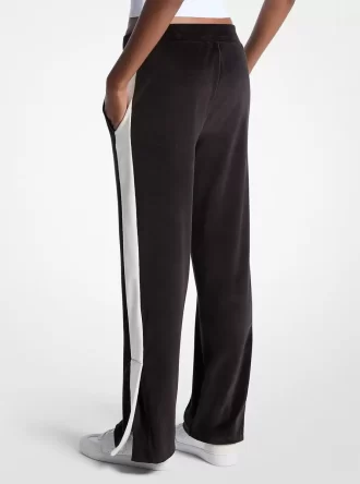 Gestreifte Velours-Trainingshose