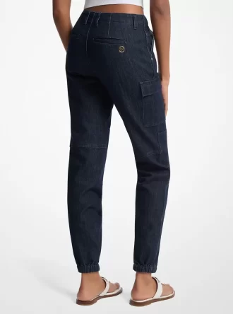 Gewaschene Stretch-Denim-Cargo-Jeans