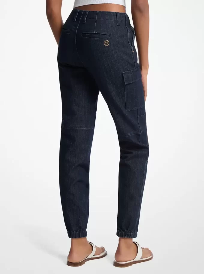 Gewaschene Stretch-Denim-Cargo-Jeans Gewaschene Stretch-Denim-Cargo-Jeans
