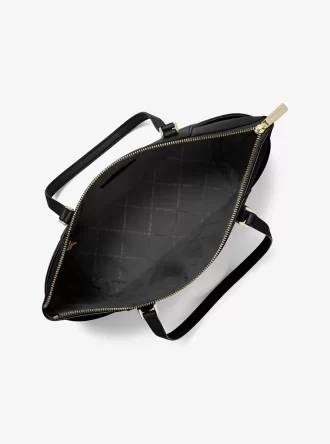 Große Charlotte-Tragetasche aus Saffiano-Leder mit Reißverschluss oben