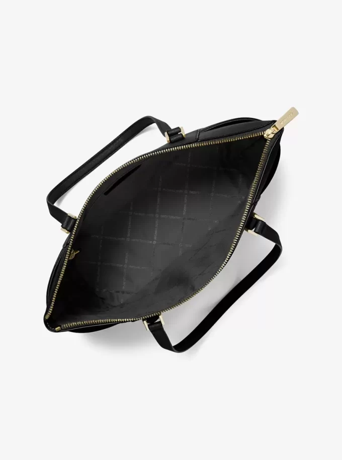 Große Charlotte-Tragetasche aus Saffiano-Leder mit Reißverschluss oben