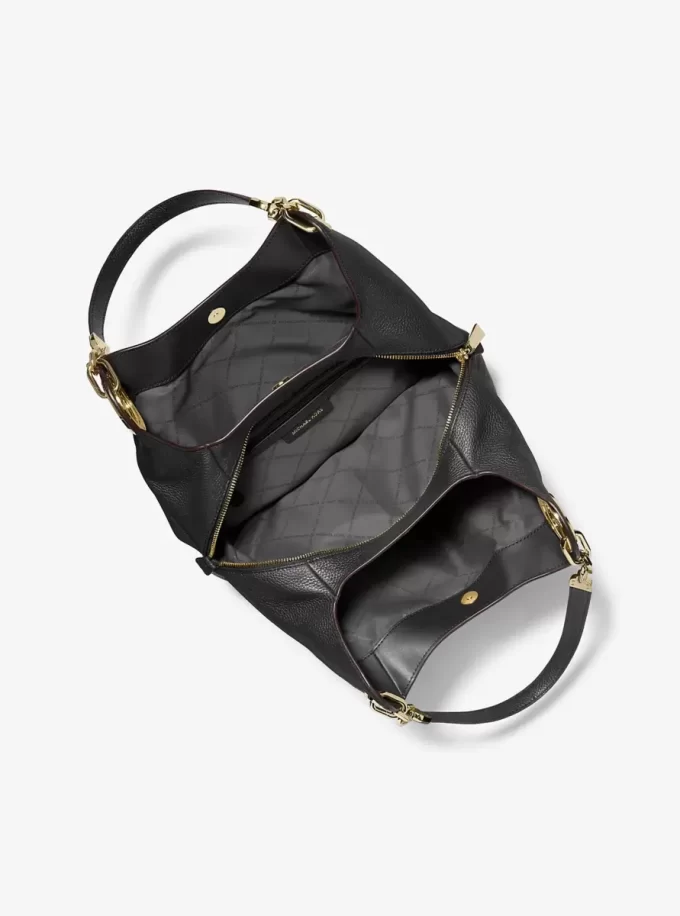 Große Lillie Schultertasche aus genarbtem Leder