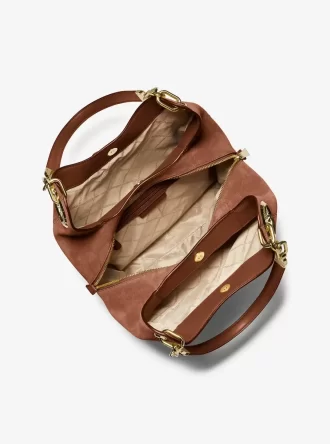 Große Lillie-Schultertasche aus Wildleder