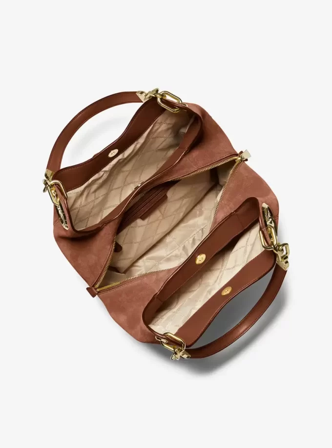 Große Lillie-Schultertasche aus Wildleder