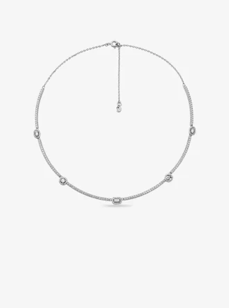 Halskette aus Sterlingsilber mit Pavé-Fassung und Edelmetall-Plattierung