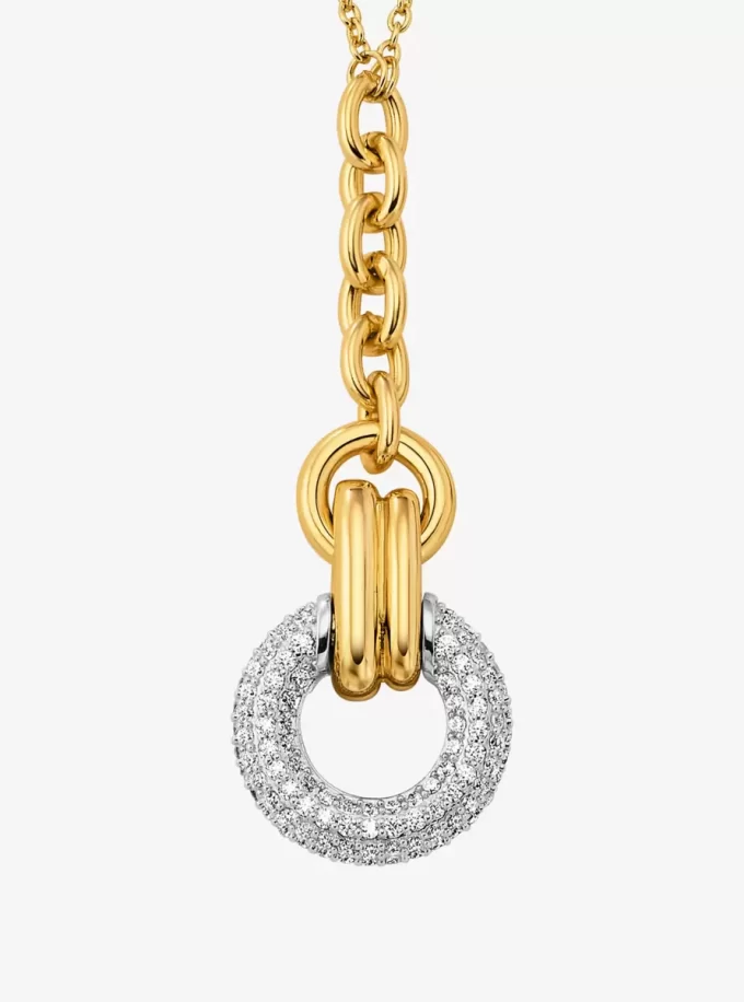 Halskette mit ineinandergreifendem Pavé-Anhänger