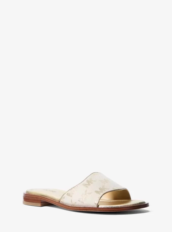 Hannah Metallic Logo Jacquard Slide Sandale