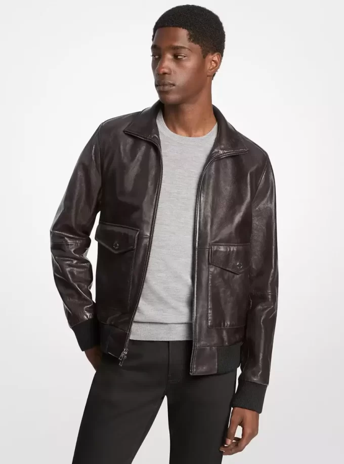 Harrington-Jacke aus abgenutztem Leder