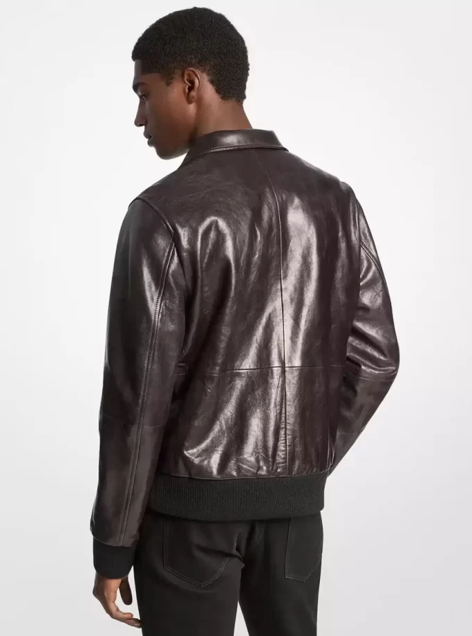 Harrington-Jacke aus abgenutztem Leder