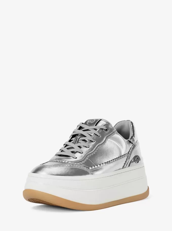 Hayes Plateau-Sneaker aus verziertem Metallic-Leder