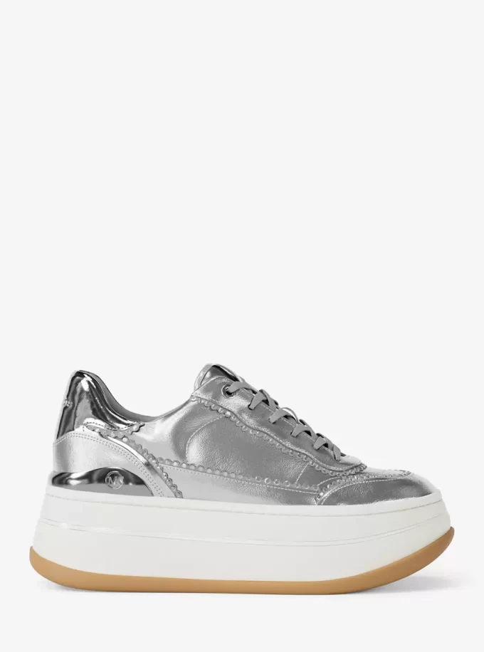 Hayes Plateau-Sneaker aus verziertem Metallic-Leder