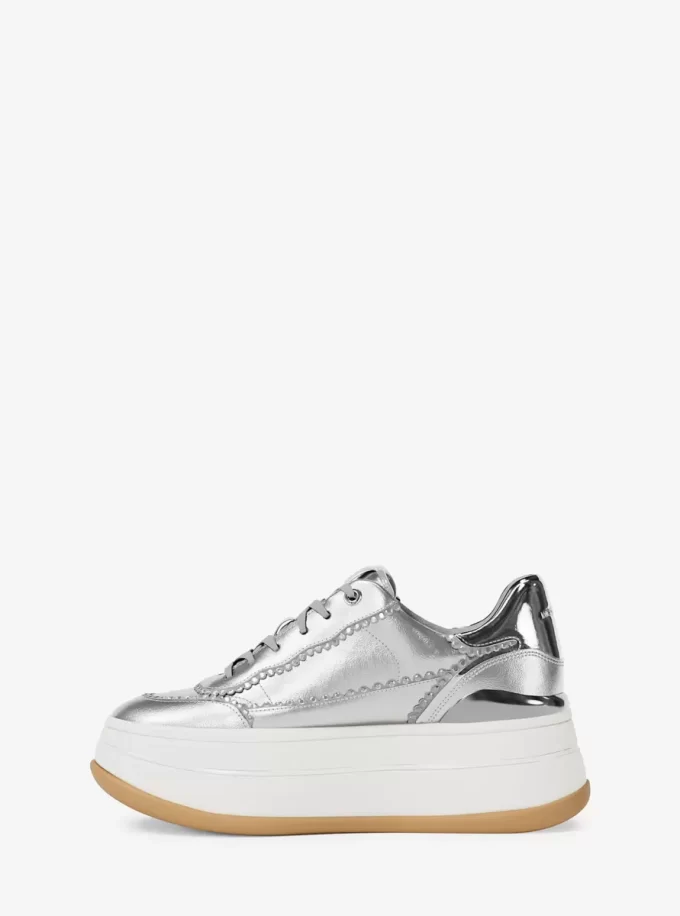 Hayes Plateau-Sneaker aus verziertem Metallic-Leder