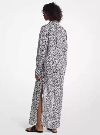 Hemdblusenkleid aus Baumwoll-Batist mit Blumenmuster