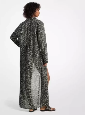 Hemdblusenkleid aus Baumwoll-Batist mit Blumenmuster