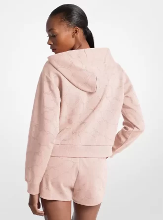 Hoodie aus Baumwollmischgewebe mit Herzstickerei