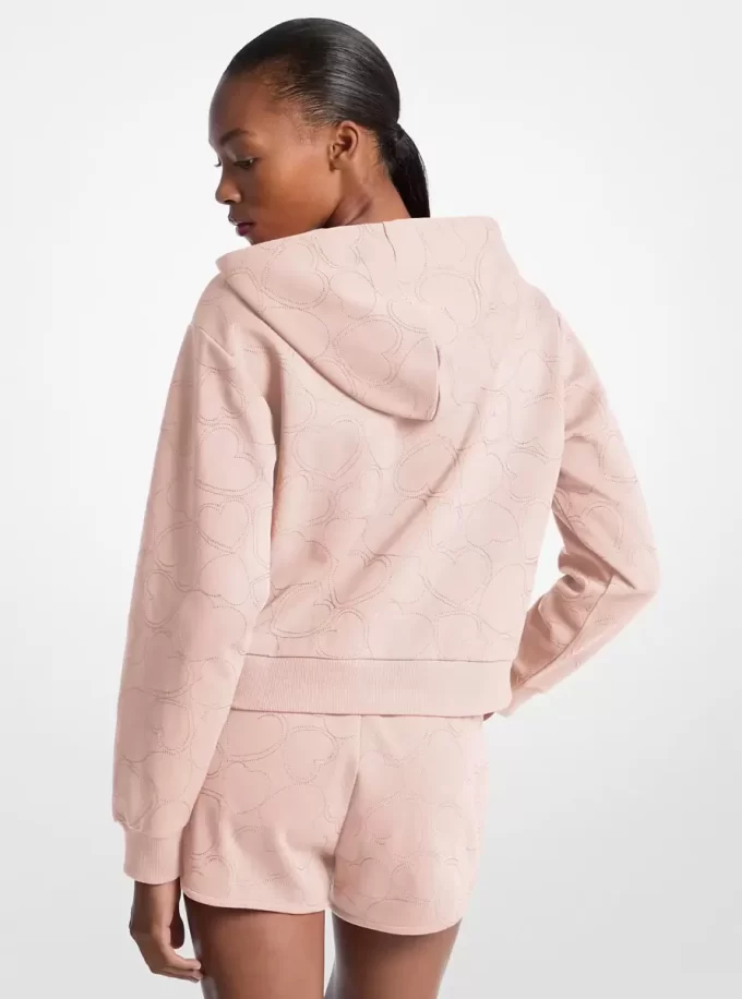 Hoodie aus Baumwollmischgewebe mit Herzstickerei