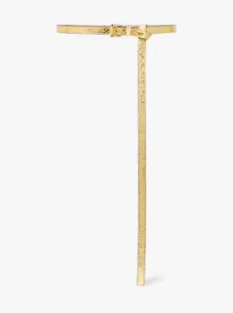 Hosengürtel aus geprägtem Leder mit metallischem Pythonmuster